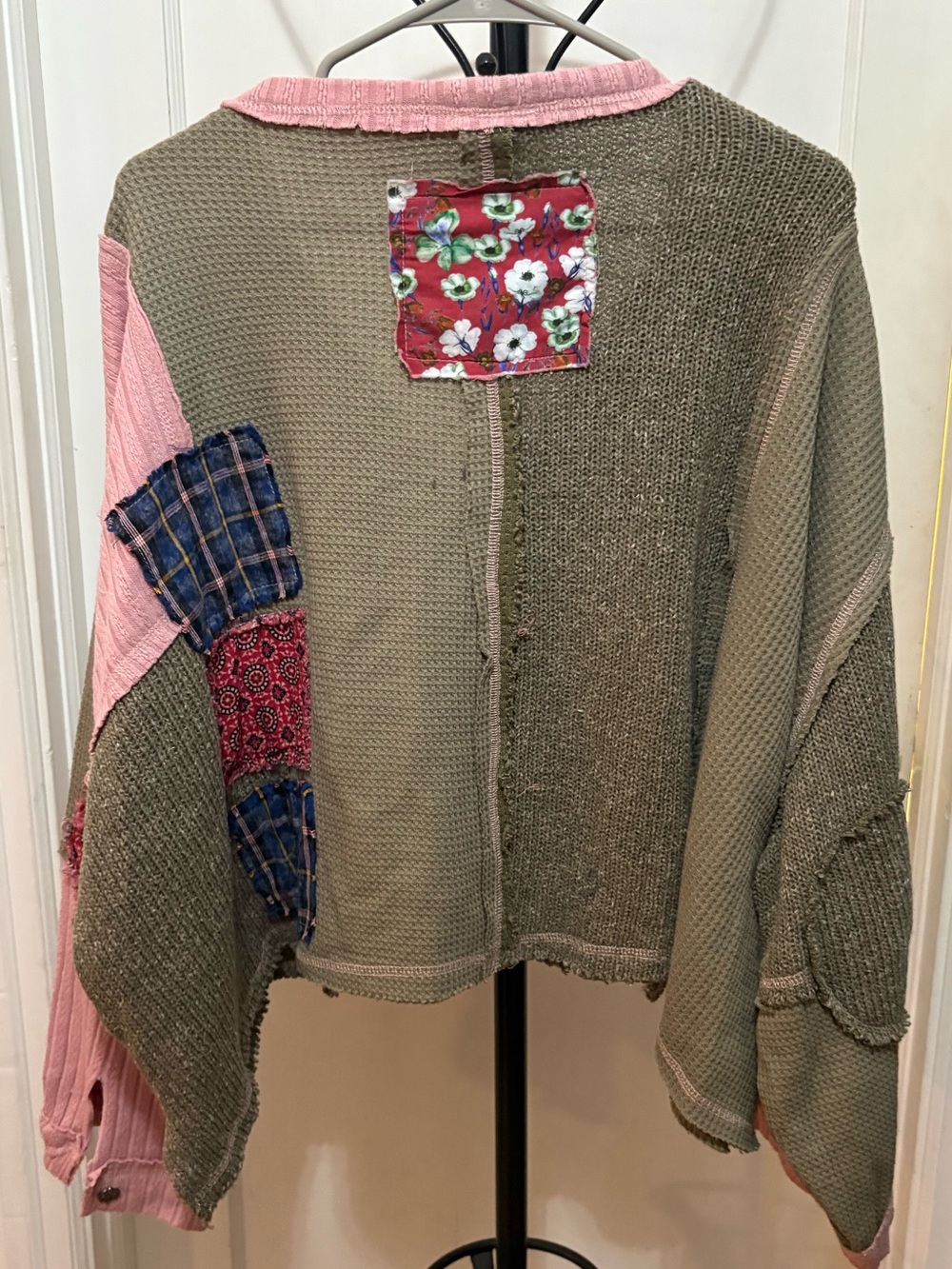 POL Autumn Brunch Waffle Knit Henley Top Size Large - Picture 5 of 5
